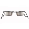 Stainless steel pet bowl, double-mouthed fixed cat and dog bowl, hanging water dispenser, feeding basin, pet food bowl set Application Scenario